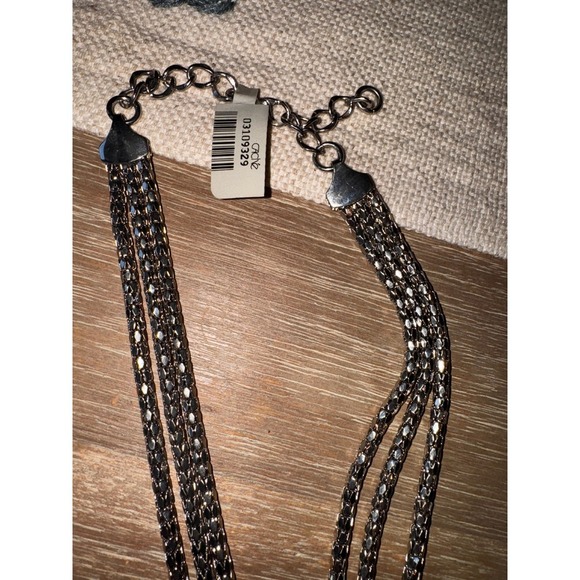 Cache Silver Tone Multi Strand Chain Statement Necklace Fashion Jewelry - Picture 6 of 6